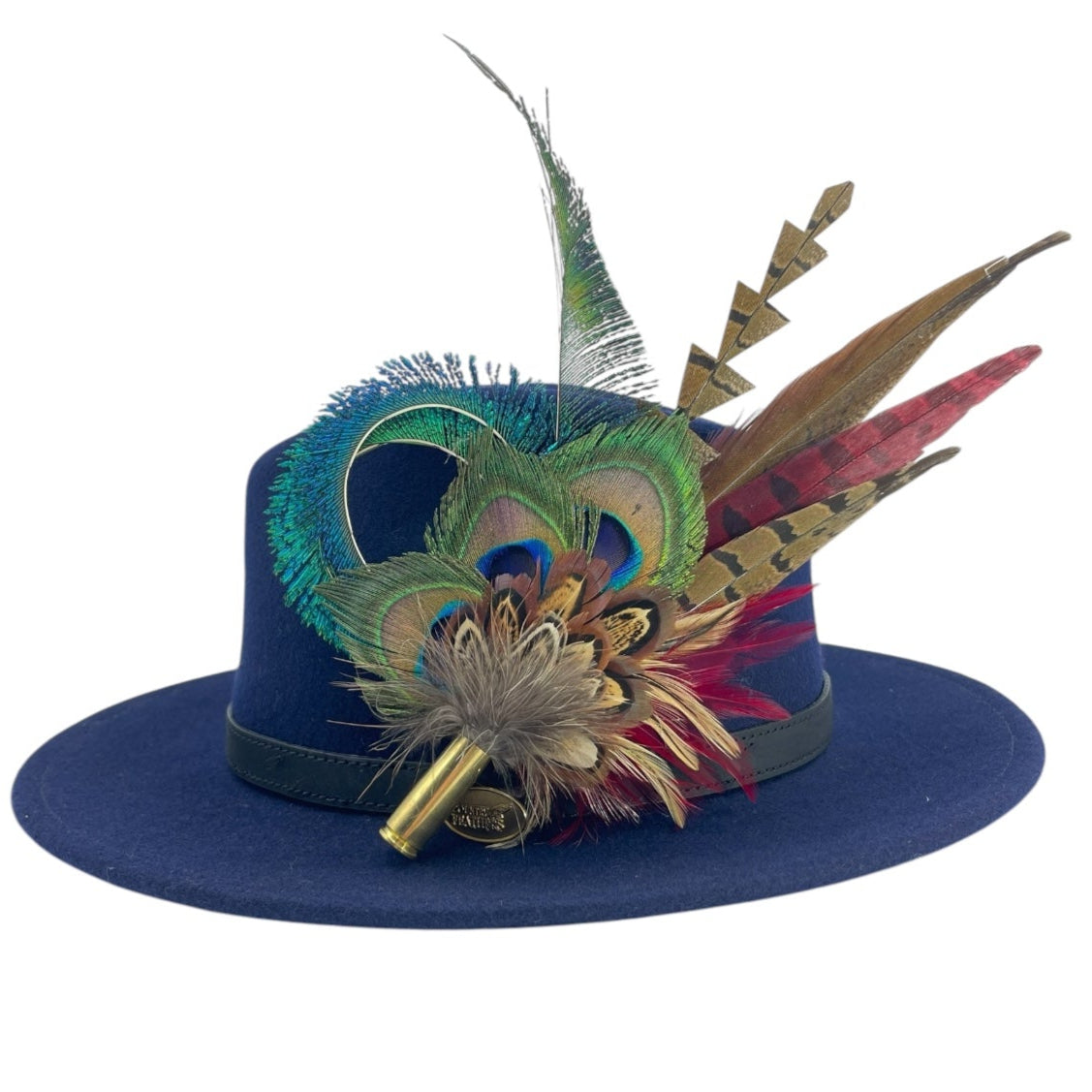 Teal, Deep Red & Natural Feather Hat Pin (CFP786)