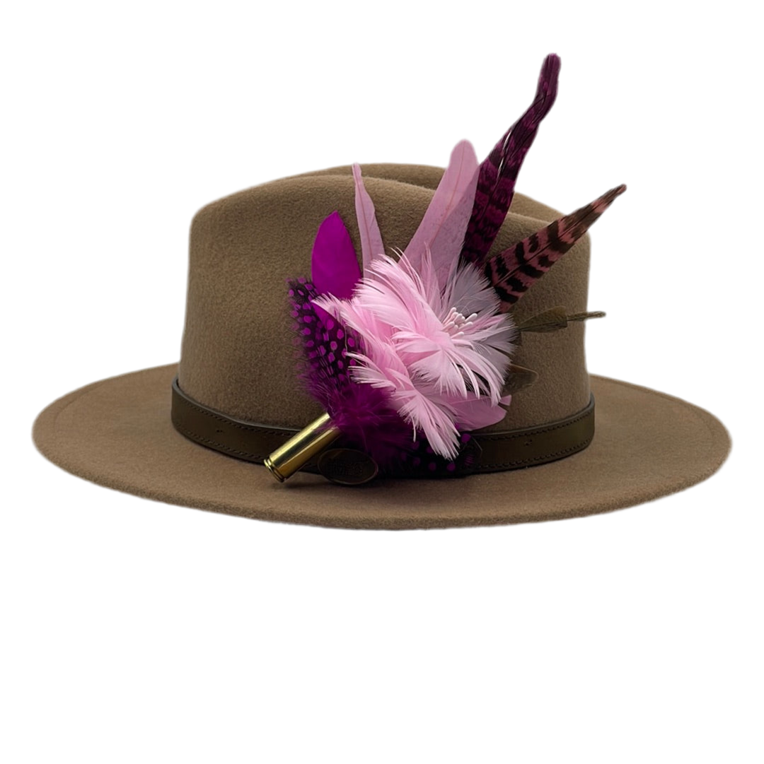 Pink Tones with Cerise Feather Hat Pin (CFP409)