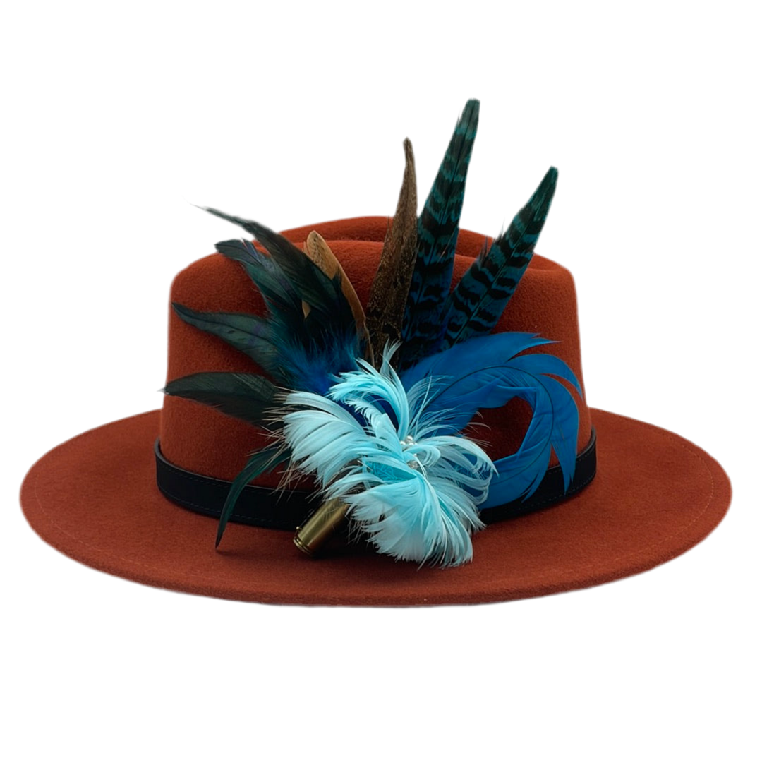 Blue & Natural Feather Hat Pin (CFP317)
