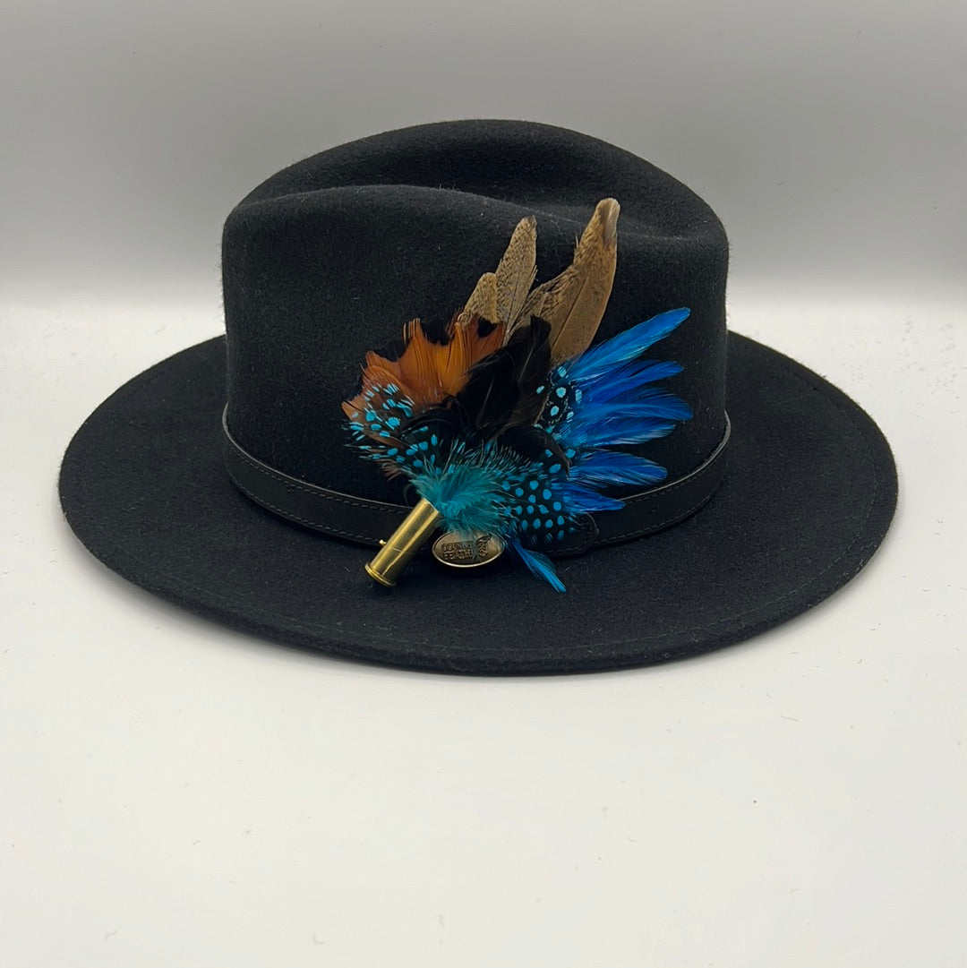 Blue & Natural Feather Hat Pin (CFP481)