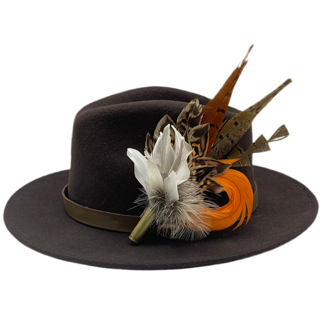 Orange & Natural Feather Hat Pin (CFP323)
