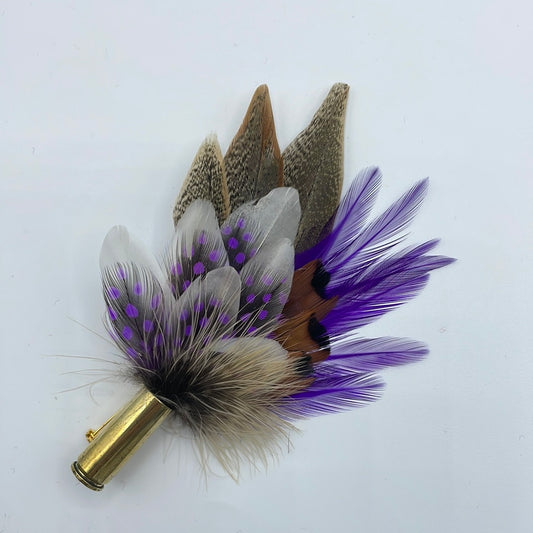 Purple & Natural Feather Hat Pin (CFP393)