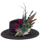 Cerise Pink, Wine, Teal & Natural Feather Hat Pin (CFP785)