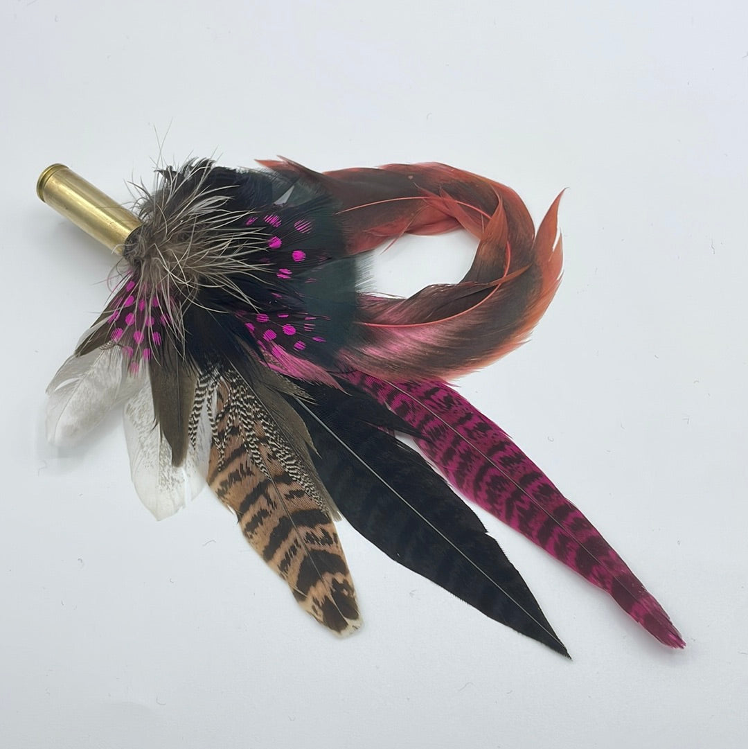 Cerise, Pink & Natural Feather Hat Pin (CFP330) - Reduced Ex-Display