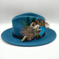 Peacock, Blue & Natural Feather Hat Pin (CFP279)- REDUCED EX-DISPLAY