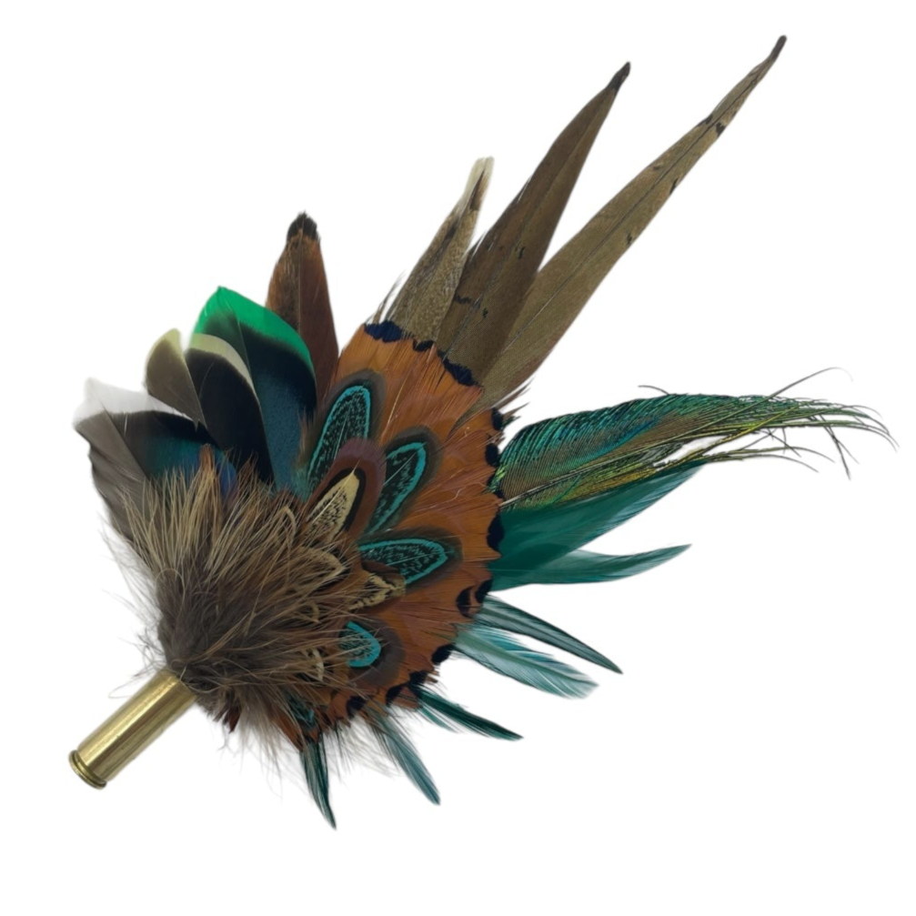 Teal & Natural Feather Hat Pin (CFP764) (