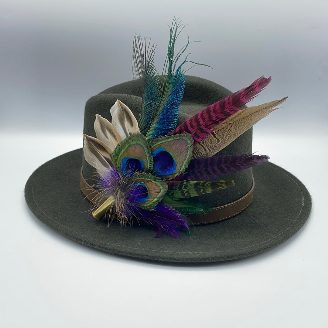 Peacock, Purple & Green Feather Hat Pin (CFP450)