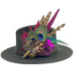 Teal, Cerise Pink, Wine & Natural Feather Hat Pin (CFP787)