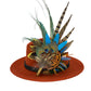 Teal, gold yellow & natural Feather Hat Pin (CFP801)