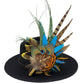 Teal, gold yellow & natural Feather Hat Pin (CFP801)