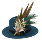 Olive green, teal, white & brown Feather Hat Pin (CFP802)