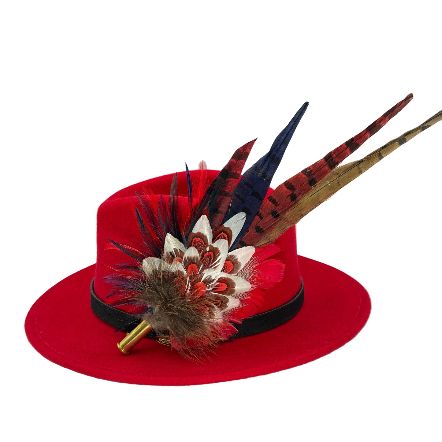 Red, navy, white & natural Feather Hat Pin (CFP803)