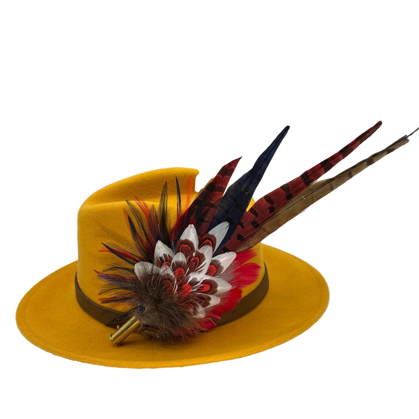 Red, navy, white & natural Feather Hat Pin (CFP803)