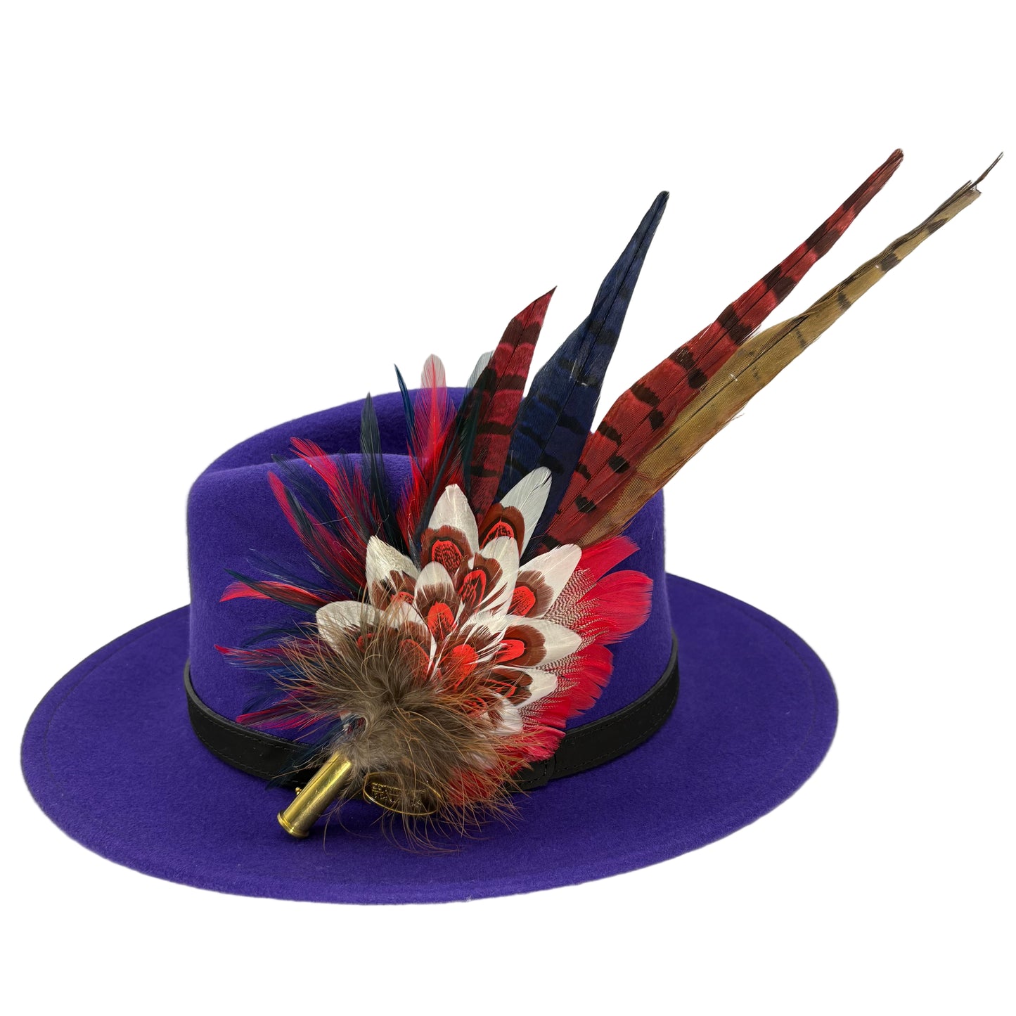 Red, navy, white & natural Feather Hat Pin (CFP803)