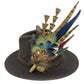 Navy, cerise pink, gold, green & natural Feather Hat Pin (CFP804)
