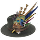 Navy, cerise pink, gold, green & natural Feather Hat Pin (CFP804)