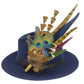 Navy, cerise pink, gold, green & natural Feather Hat Pin (CFP804)