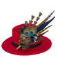 Navy, cerise pink, gold, green & natural Feather Hat Pin (CFP804)