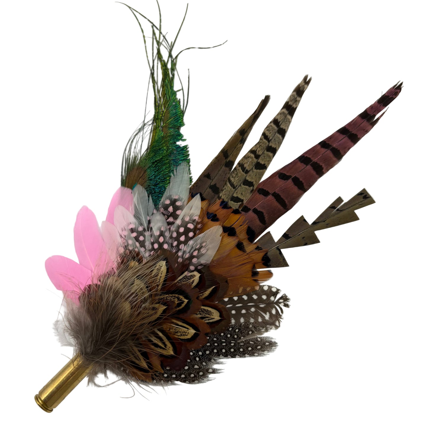 Pink, black, white & teal Feather Hat Pin (CFP805)