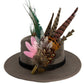 Pink, black, white & teal Feather Hat Pin (CFP805)
