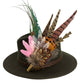 Pink, black, white & teal Feather Hat Pin (CFP805)