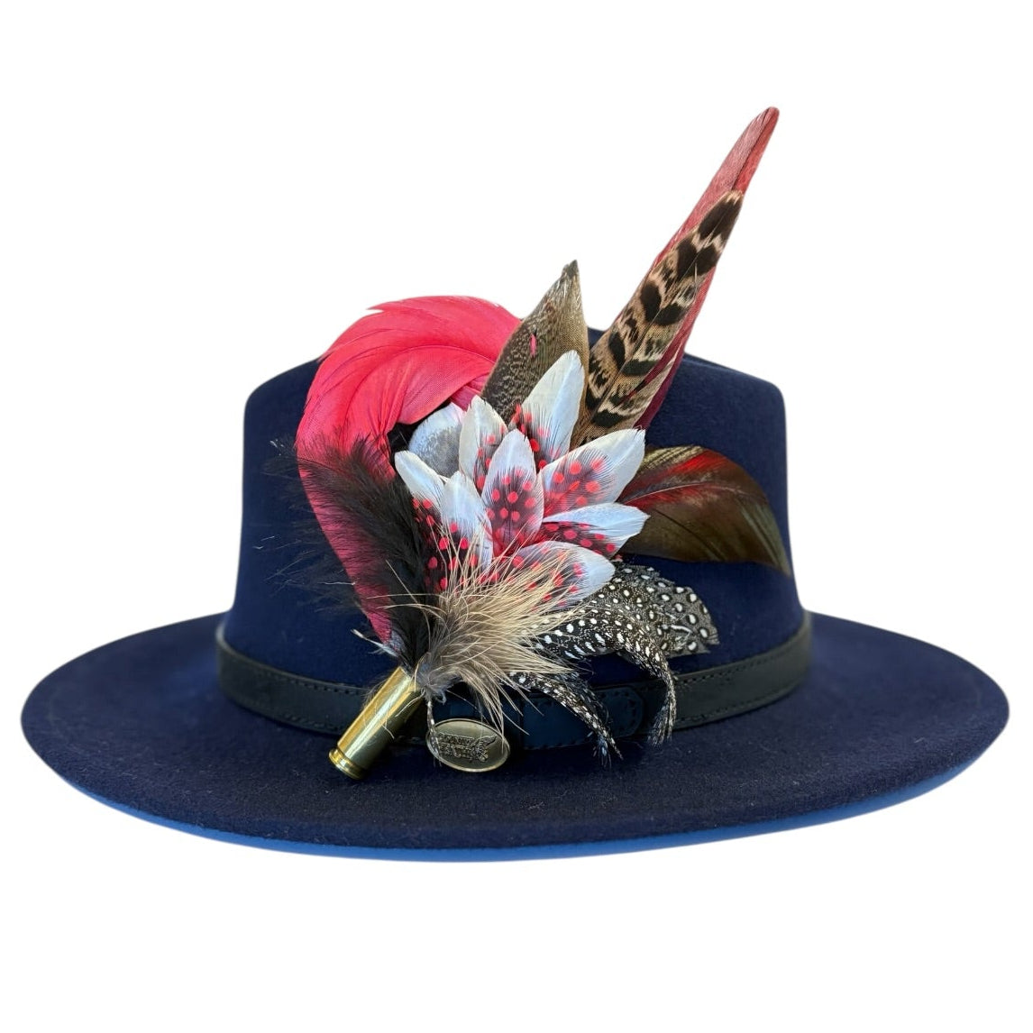 Red, Black, White and Natural Feather Hat Pin CFP840