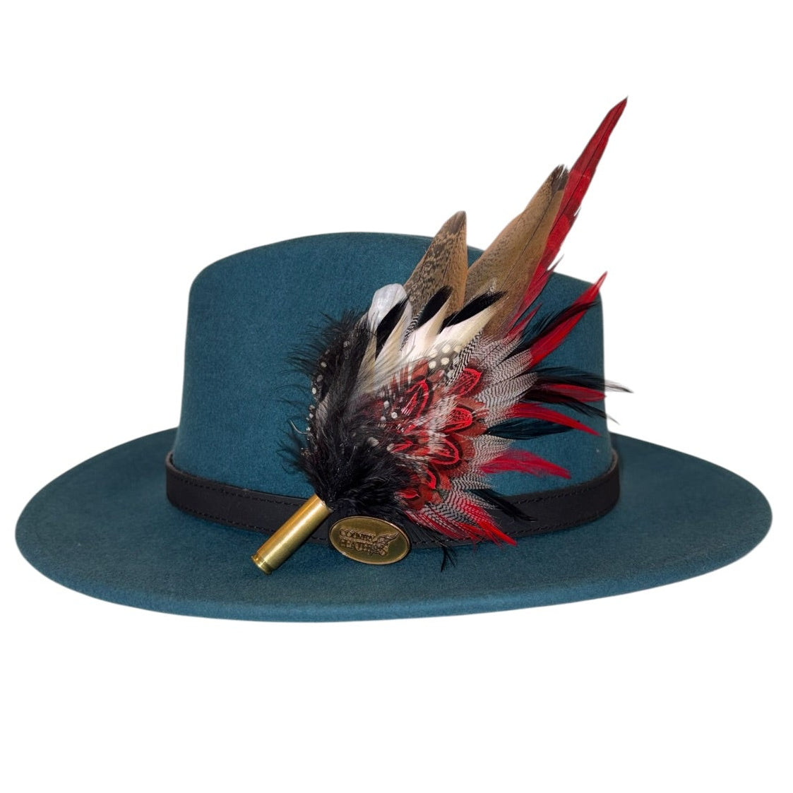 Red, Black, White and Natural Feather Hat Pin CFP841