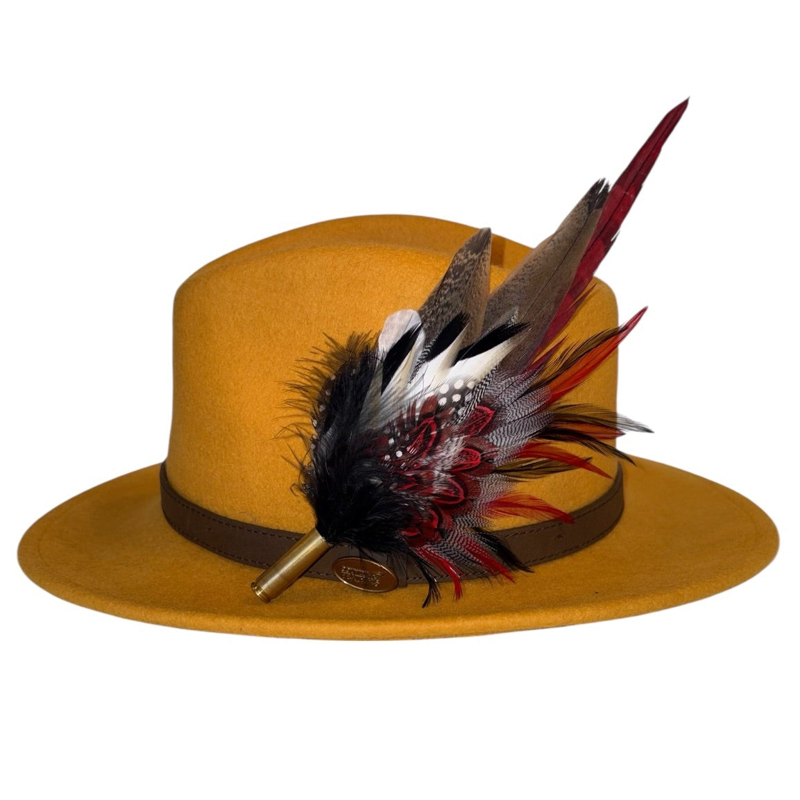 Red, Black, White and Natural Feather Hat Pin CFP841