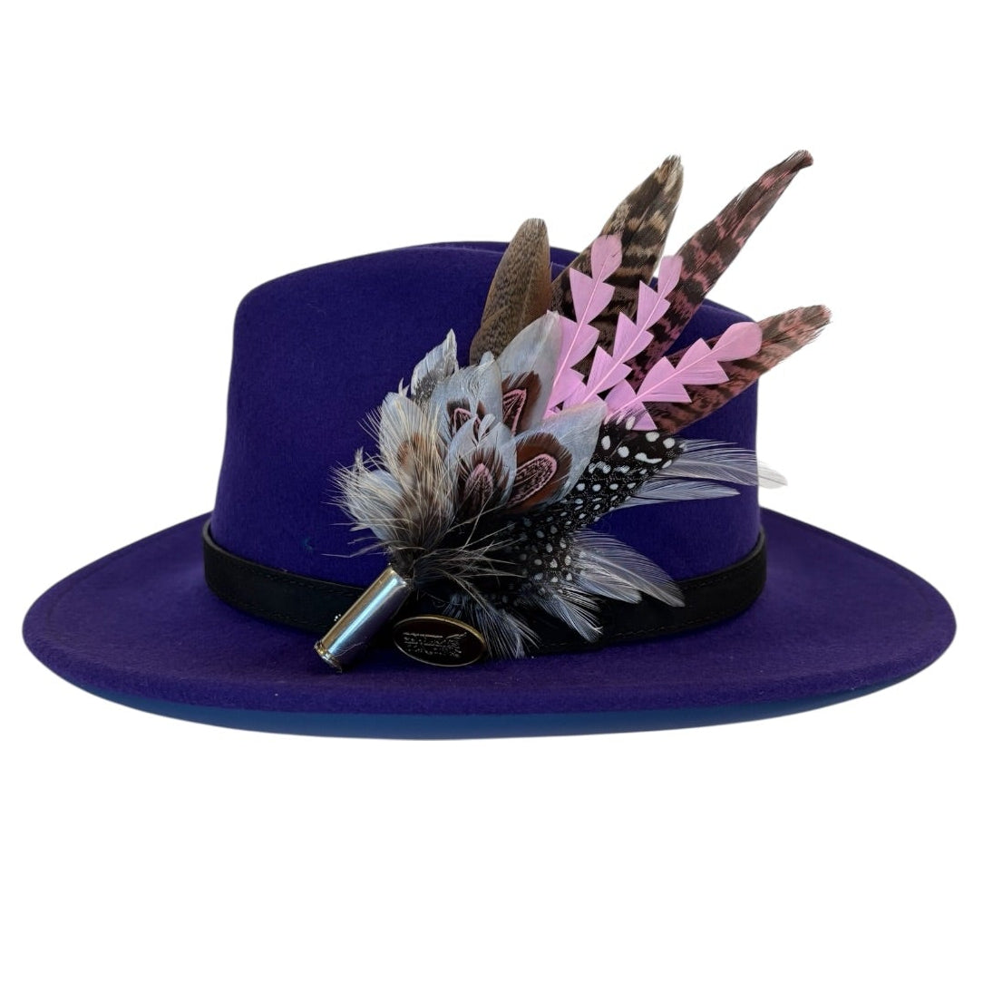 Light Pink, Black, White and Natural Feather Hat Pin (CFP842)
