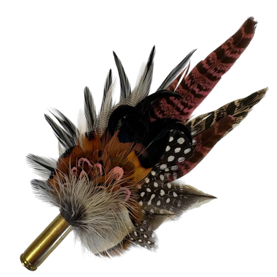 Light Pink, Black, White and Natural Feather Hat Pin CFP843