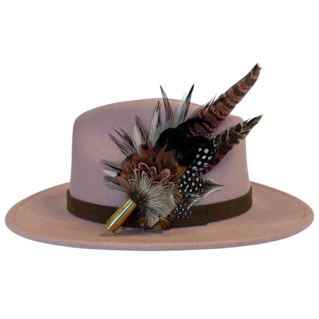 Light Pink, Black, White and Natural Feather Hat Pin CFP843