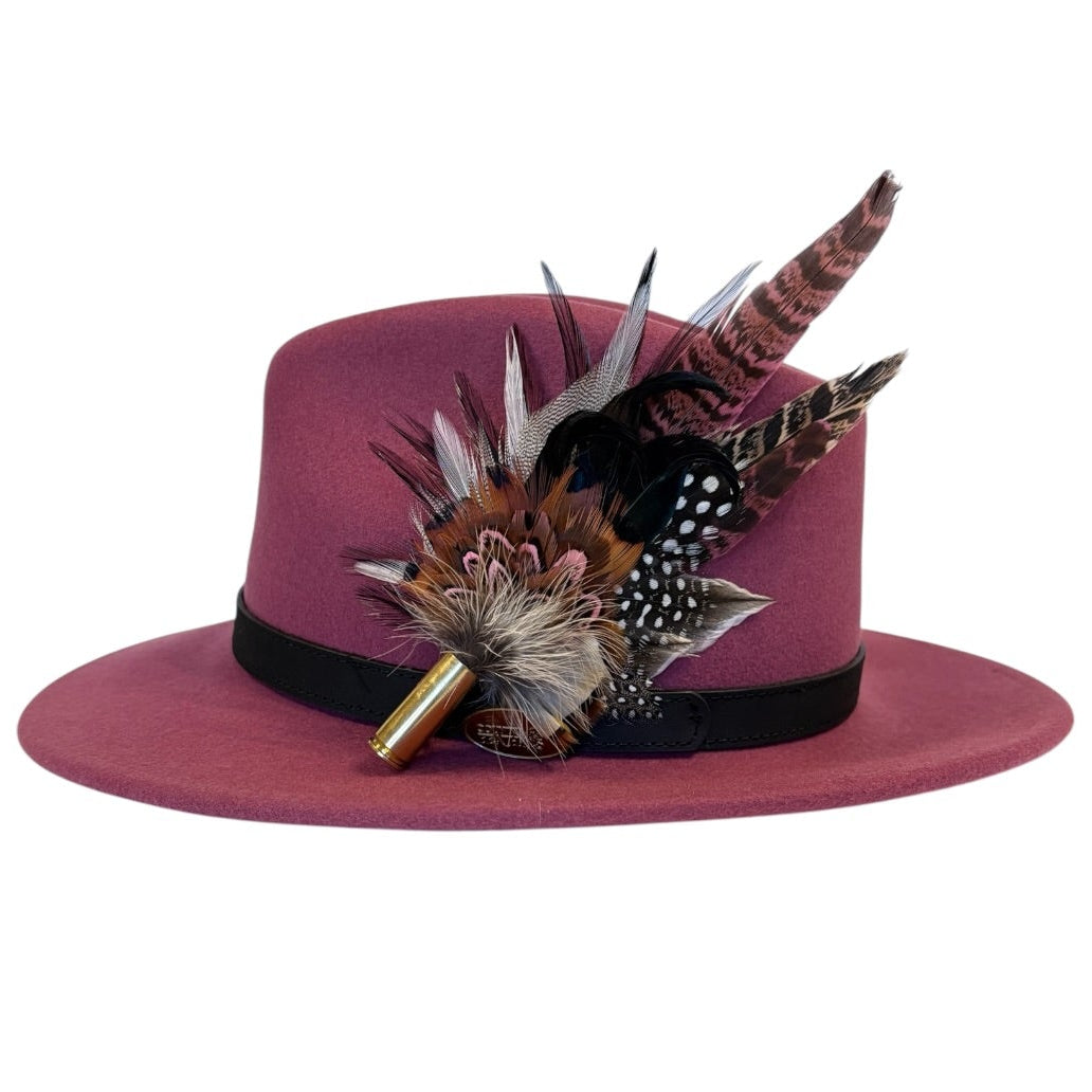 Light Pink, Black, White and Natural Feather Hat Pin CFP843