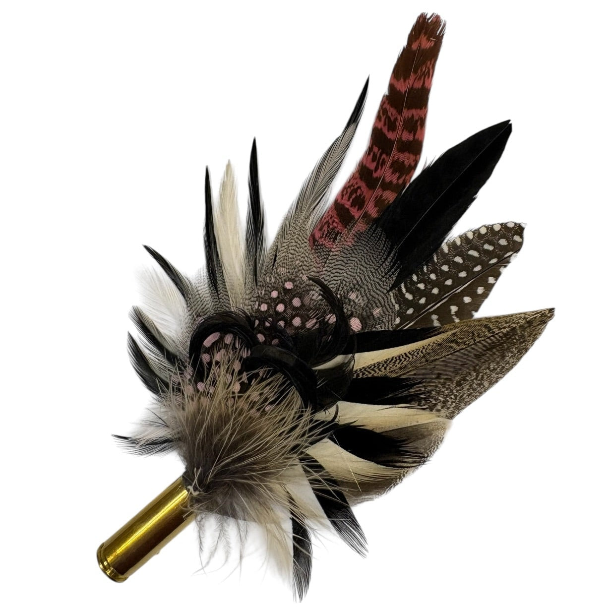 Light Pink, Black, White and Natural Feather Hat Pin CFP844