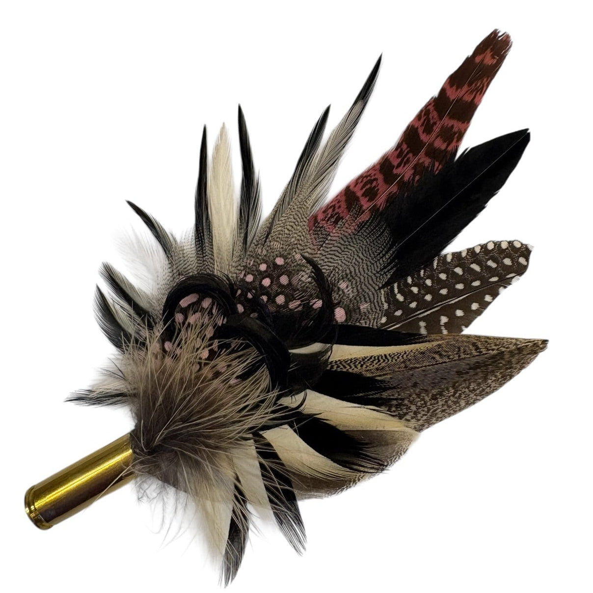Light Pink, Black, White and Natural Feather Hat Pin CFP844