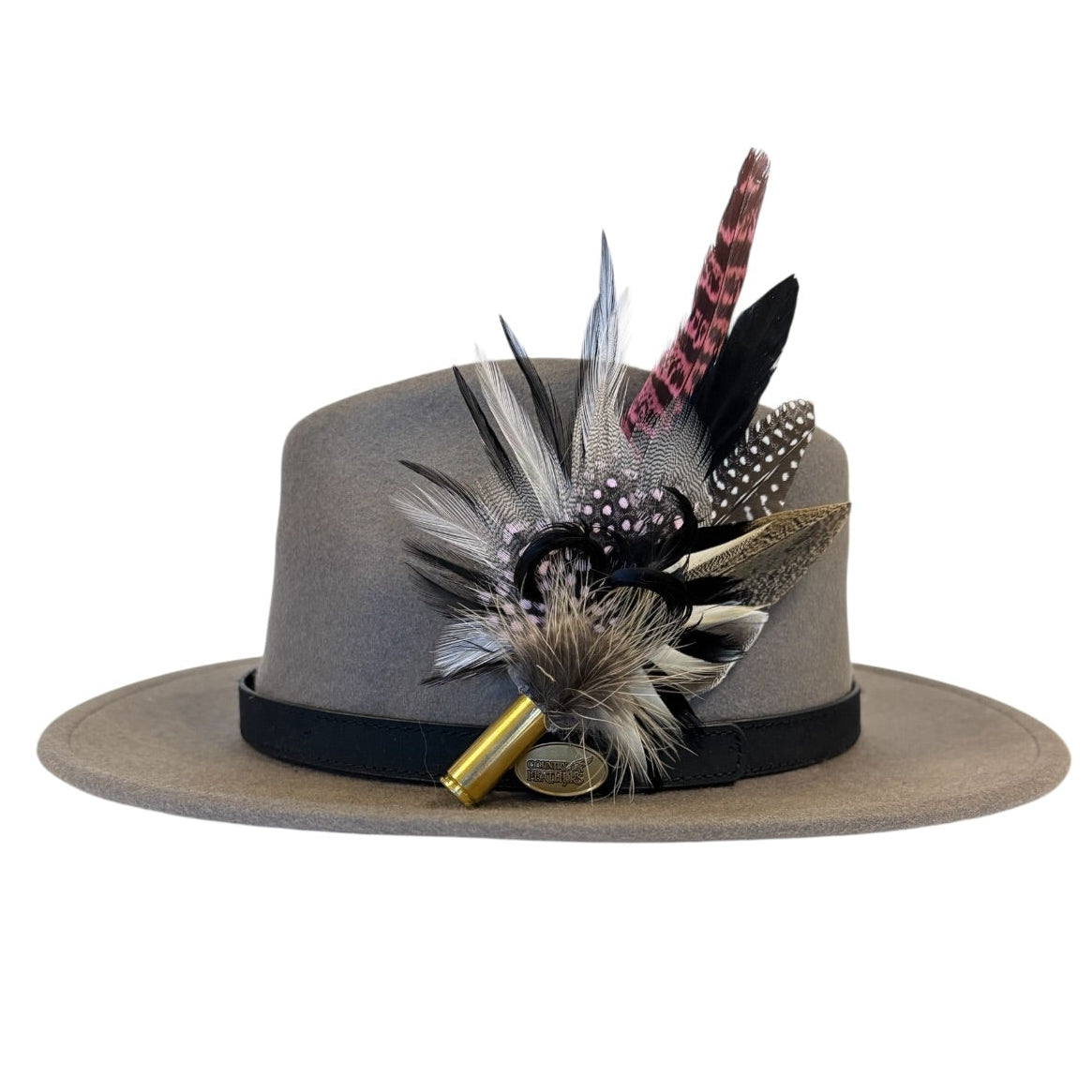 Light Pink, Black, White and Natural Feather Hat Pin CFP844