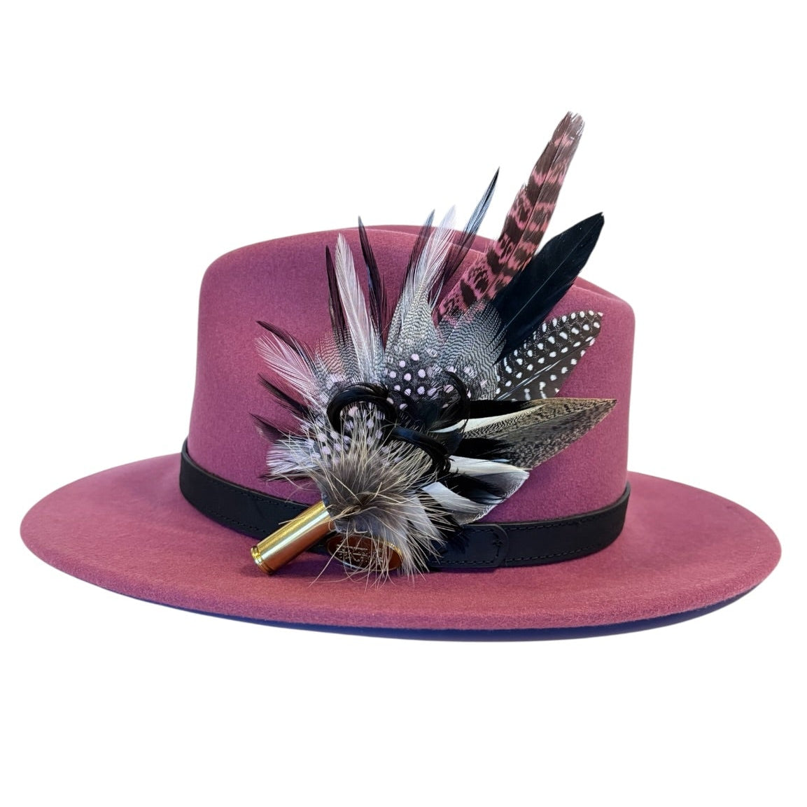 Light Pink, Black, White and Natural Feather Hat Pin CFP844