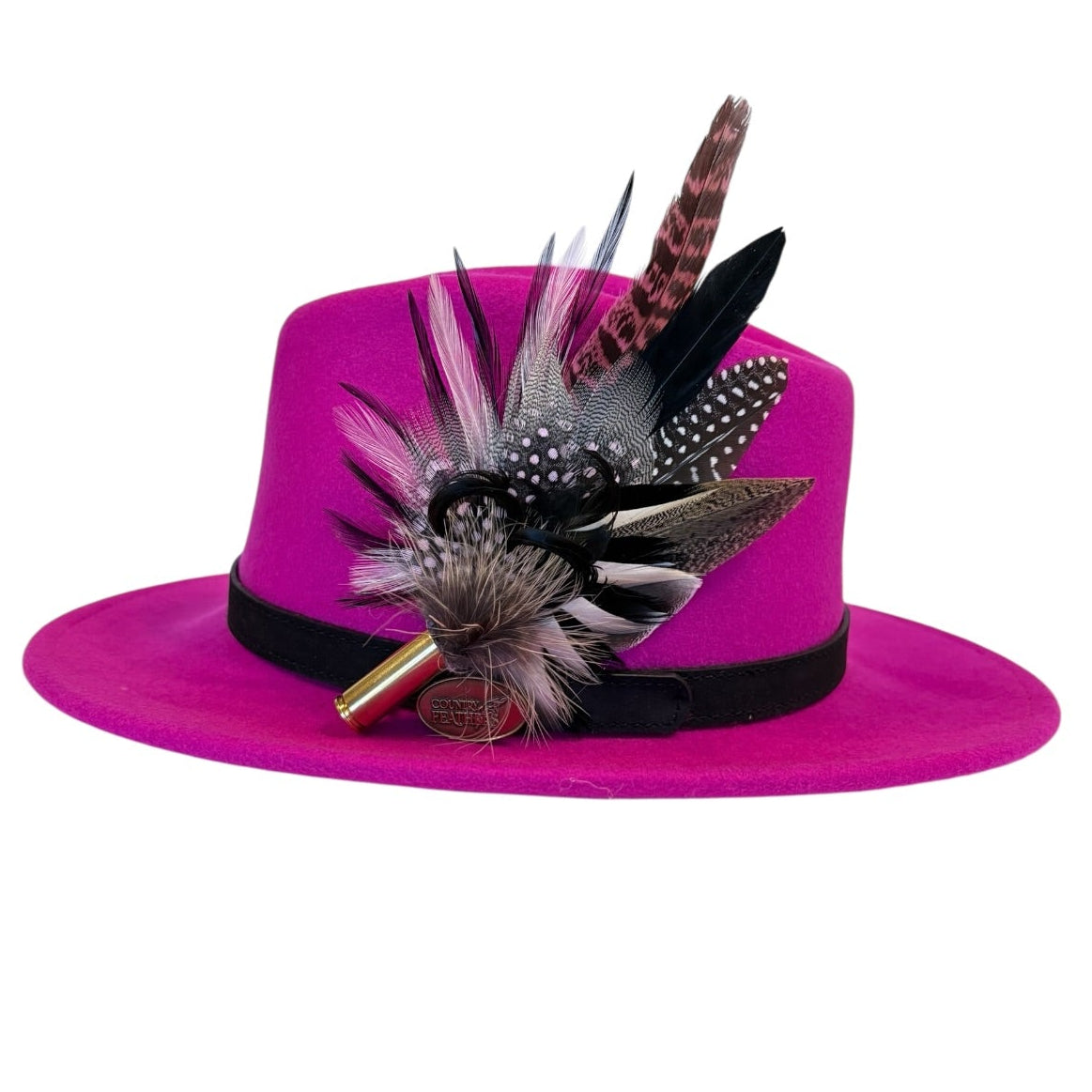 Light Pink, Black, White and Natural Feather Hat Pin CFP844