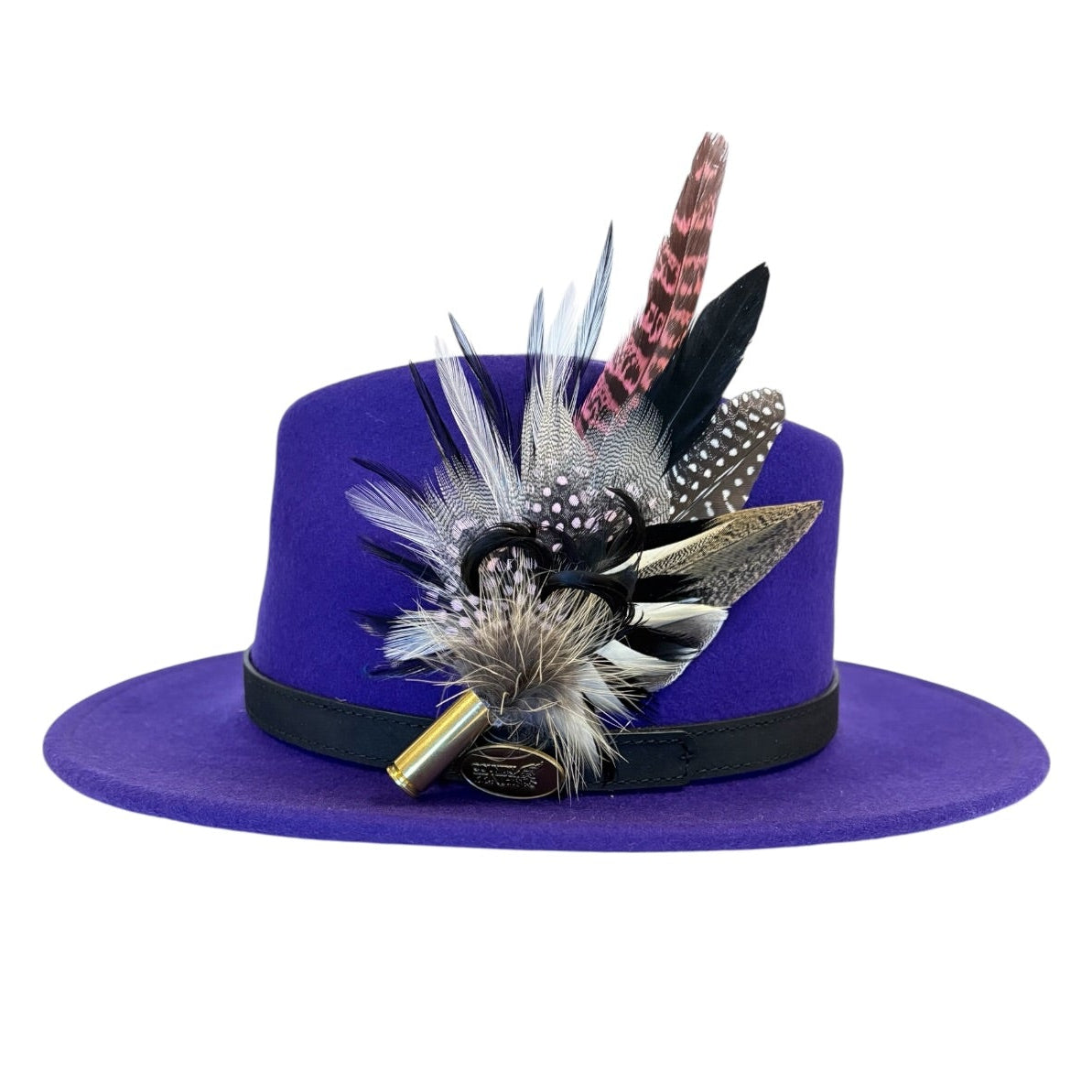 Light Pink, Black, White and Natural Feather Hat Pin CFP844