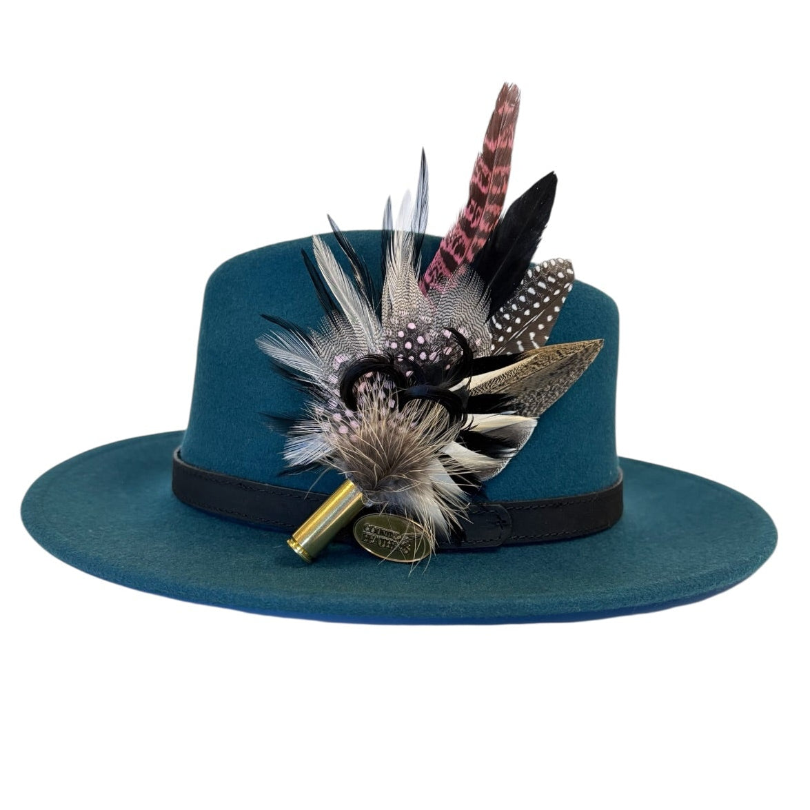 Light Pink, Black, White and Natural Feather Hat Pin CFP844