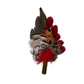 Deep Red, Black, White and Natural Feather Hat Pin (CFP845)