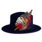 Deep Red, Black, White and Natural Feather Hat Pin (CFP845)