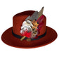 Deep Red, Black, White and Natural Feather Hat Pin (CFP845)