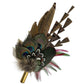 Green, Wine and Natural Feather Hat Pin CFP847