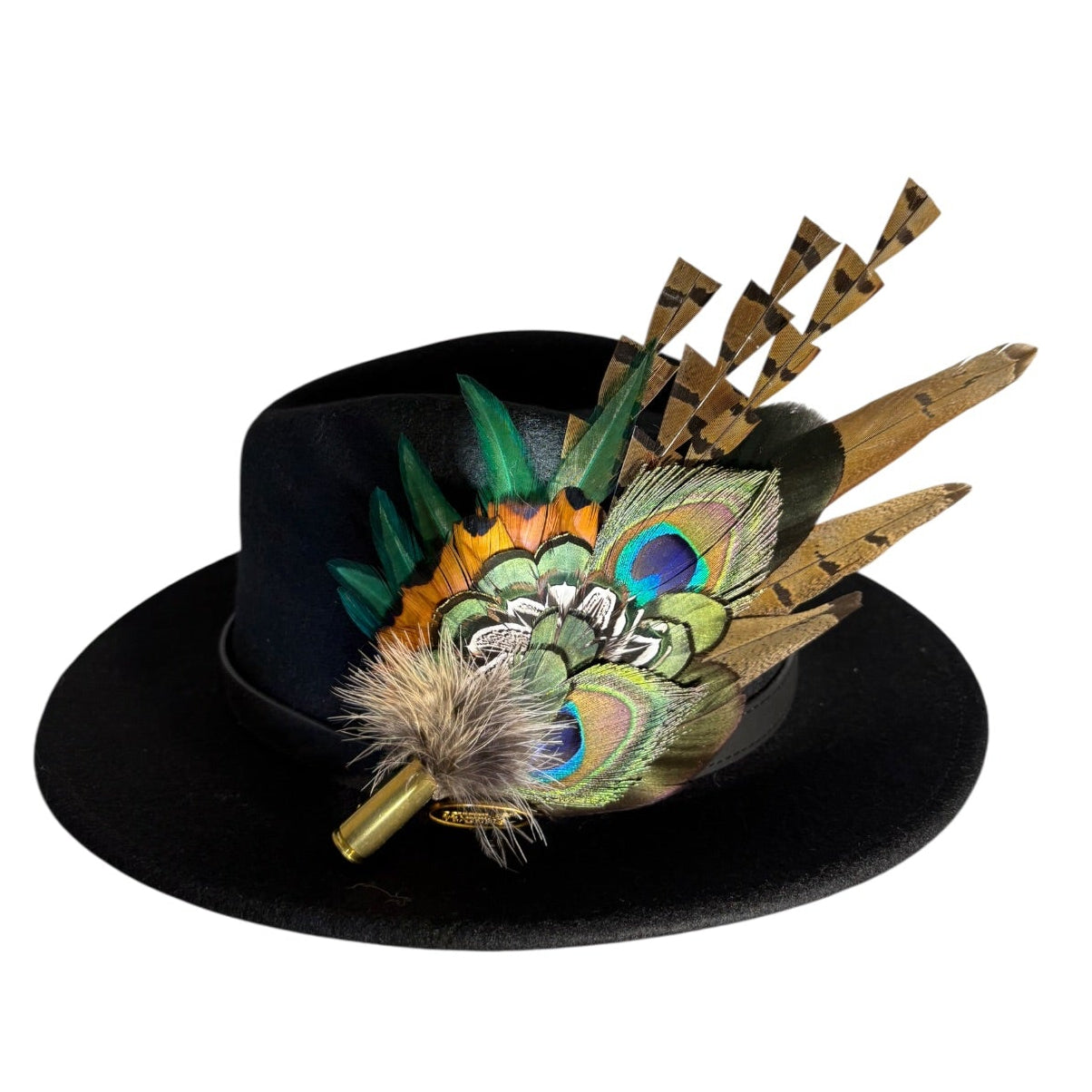 Peacock and Natural Feather Hat Pin CFP848