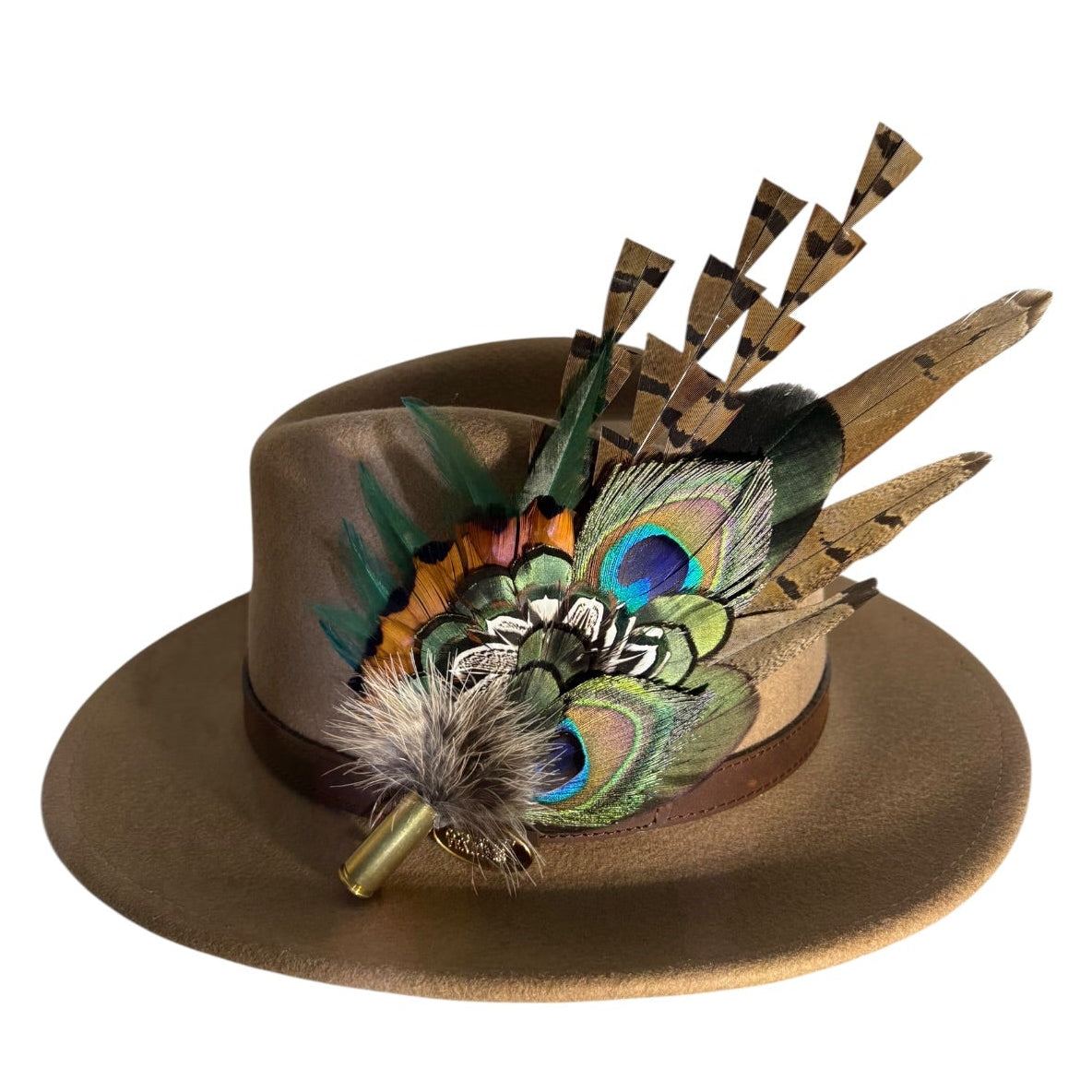 Peacock and Natural Feather Hat Pin CFP848