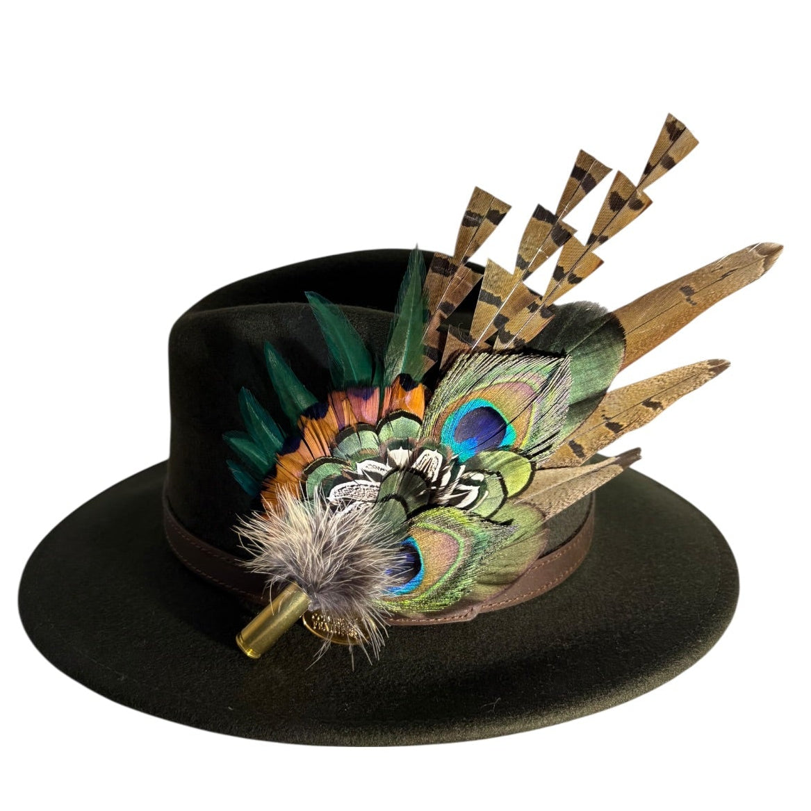 Peacock and Natural Feather Hat Pin CFP848