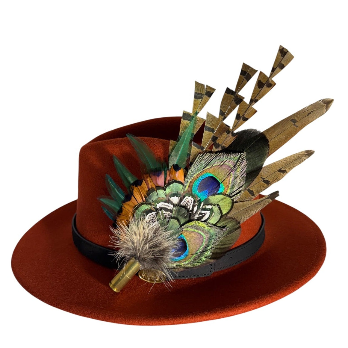 Peacock and Natural Feather Hat Pin CFP848