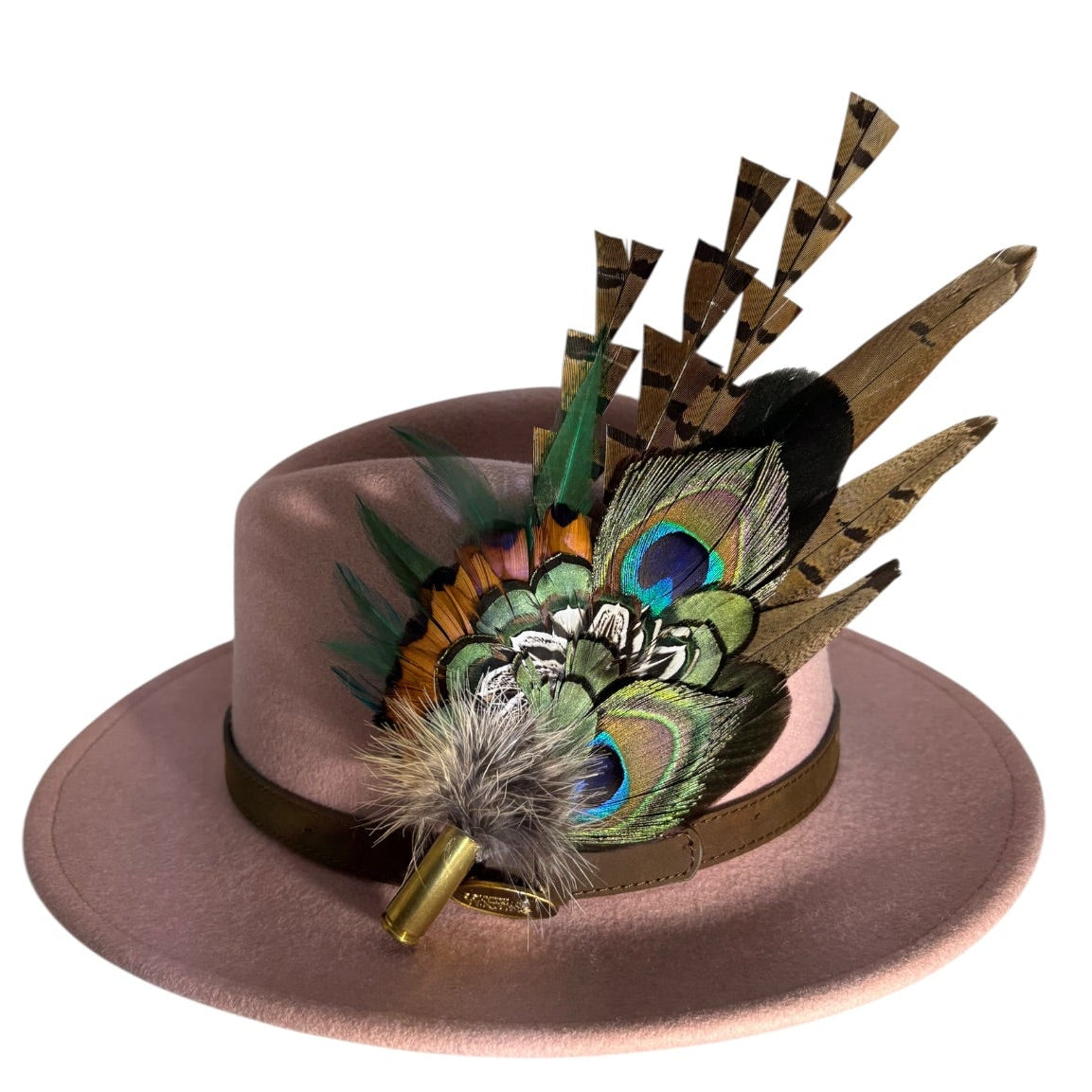 Peacock and Natural Feather Hat Pin CFP848