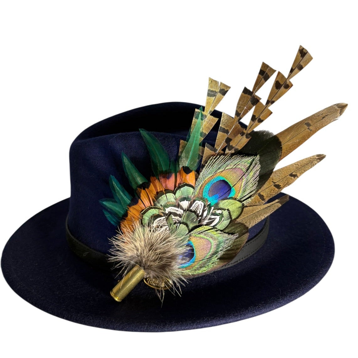 Peacock and Natural Feather Hat Pin CFP848