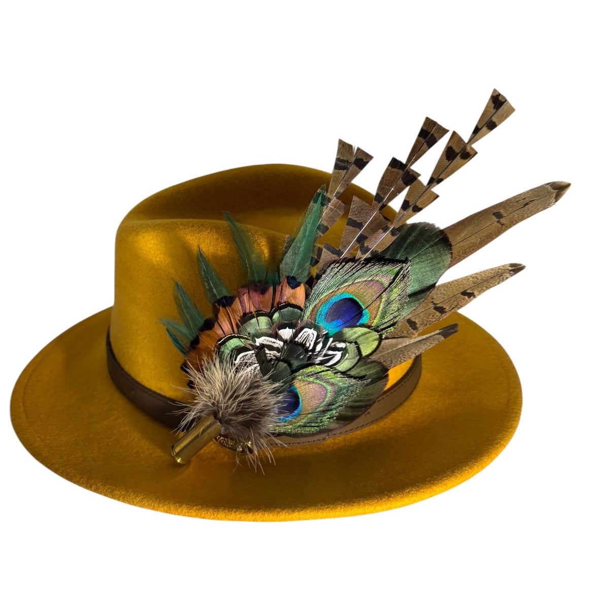 Peacock and Natural Feather Hat Pin CFP848